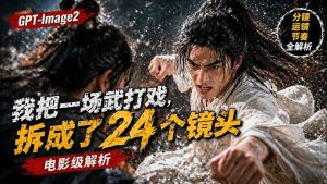 用GPT-Image2，把一段武打对决拆成24个连续镜头，从人物建立、动作衔接、运镜节奏，到情绪爆发-沧海聊项目