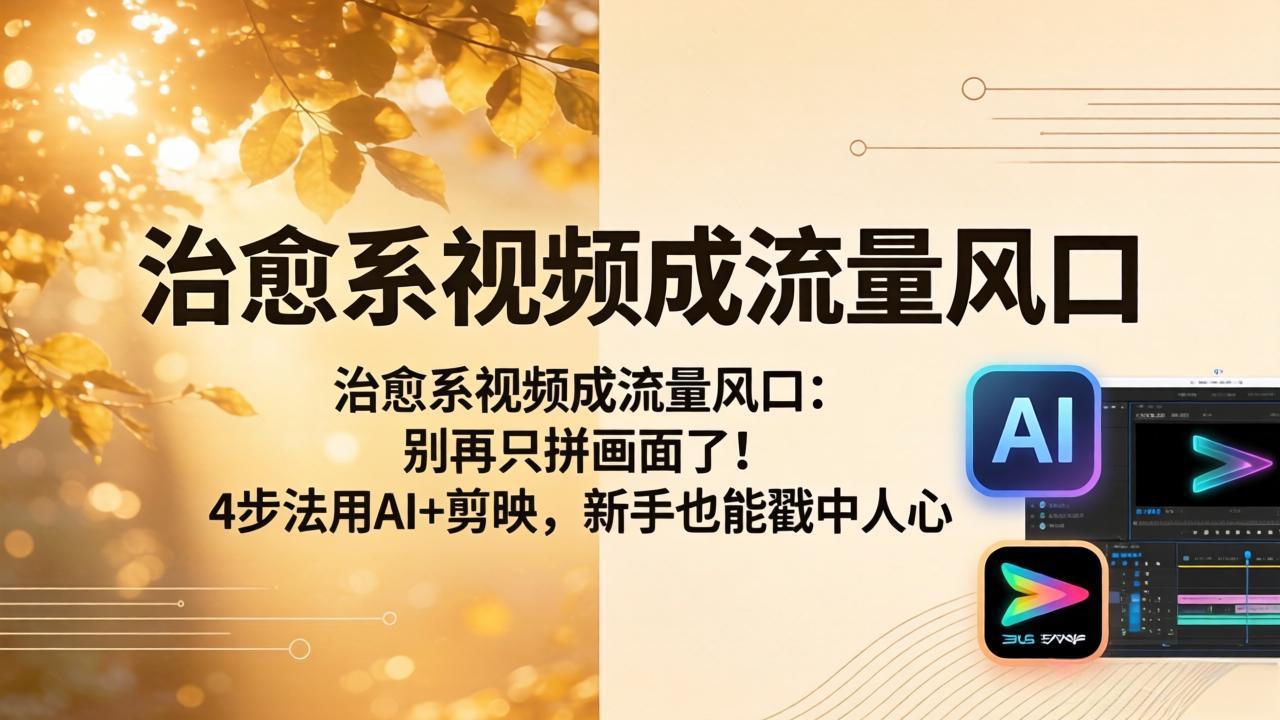 治愈系视频成流量风口：别再只拼画面了！4步法用AI+剪映，新手也能戳中人心-沧海聊项目
