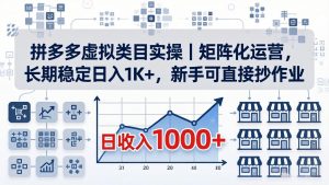 拼多多虚拟类目实操｜矩阵化运营，长期稳定日入 1K+，新手可直接抄作业-沧海聊项目