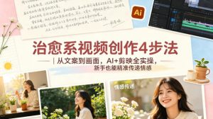 治愈系视频创作4步法｜从文案到画面，AI+剪映全实操，新手也能精准传递情感-沧海聊项目
