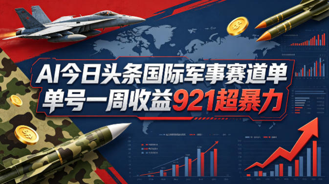AI今日头条国际军事赛道，单号一周收益921，超暴力-沧海聊项目