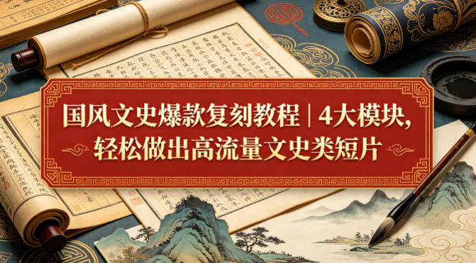 国风文史爆款复刻教程｜4大模块，轻松做出高流量文史类短片-沧海聊项目