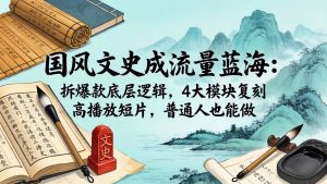 国风文史成流量蓝海：拆爆款底层逻辑，4大模块复刻高播放短片，普通人也能做-沧海聊项目