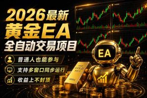 最新黄金EA量化赛道，全程自动执行，多窗口操作直接放大结果-沧海聊项目