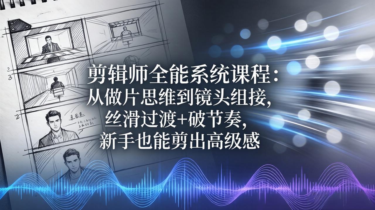 剪辑师全能系统课程：从做片思维到镜头组接，丝滑过渡+破节奏，新手也能剪出高级感-沧海聊项目