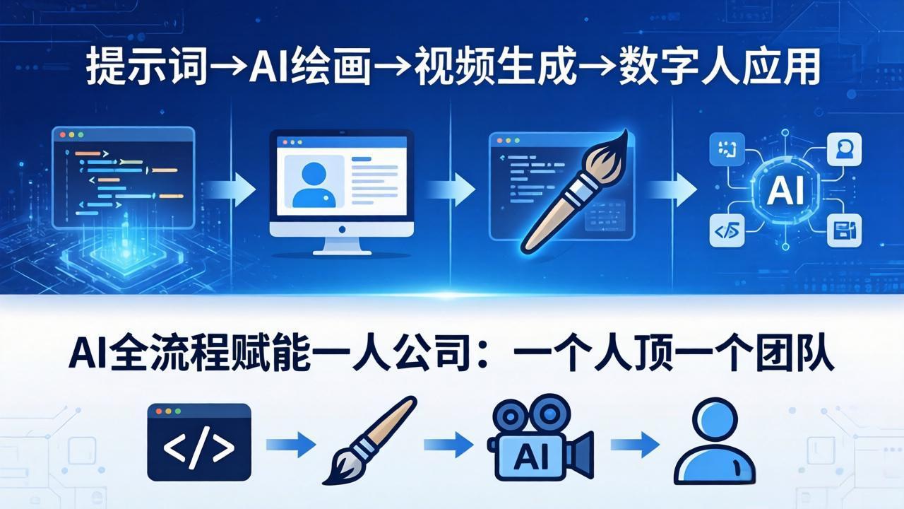 AI全流程赋能一人公司：提示词、绘画、视频、数字人、编程，一个人顶一个团队-沧海聊项目