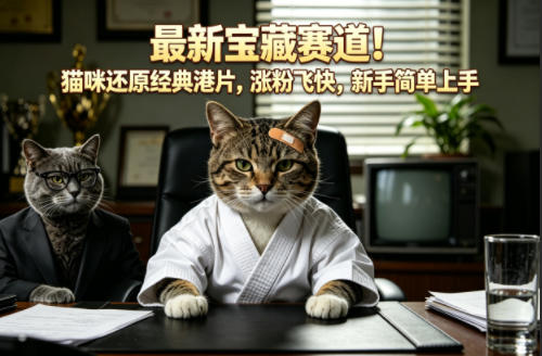 最新宝藏赛道！猫咪还原经典港片，涨粉飞快，新手简单上手-沧海聊项目