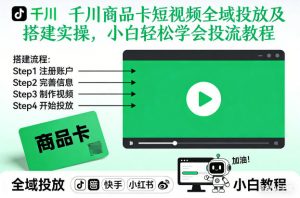 千川商品卡短视频全域投放及搭建实操，小白轻松学会投流教程(更新26年4月)-沧海聊项目