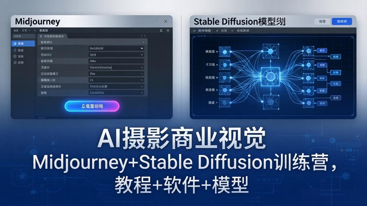 AI摄影商业视觉Midjourney+Stable Diffusion训练营，教程+软件+模型-沧海聊项目