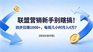 联盟营销新手别瞎搞！四步日赚 1000+，每周几小时月入 4 万？【原创双语字幕】-沧海聊项目
