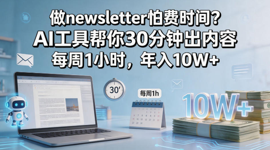 做newsletter怕费时间？AI工具帮你30分钟出内容，每周1小时，年入10W+！【原创双语字幕】-沧海聊项目