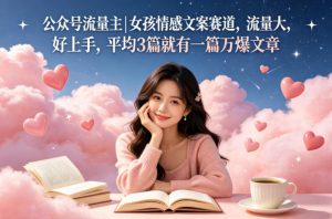公众号流量主女孩情感文案赛道，流量大，好上手，平均3篇就有一篇万爆文章-沧海聊项目