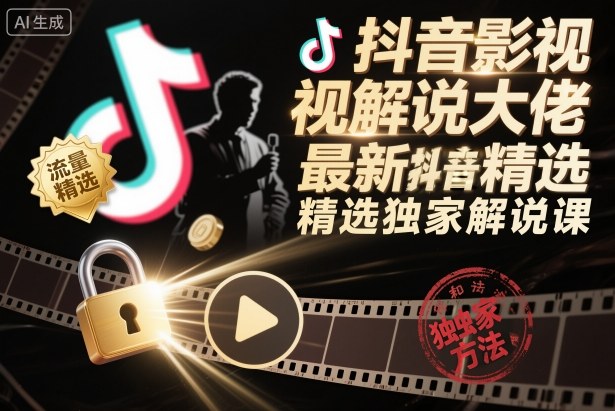 抖音影视解说大佬最新抖音进精选和独家方法，精选独家解说课(更新26年3月)-沧海聊项目
