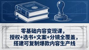 零基础内容变现课，授权+选书+文案+分镜全覆盖，搭建可复制爆款内容生产线-沧海聊项目