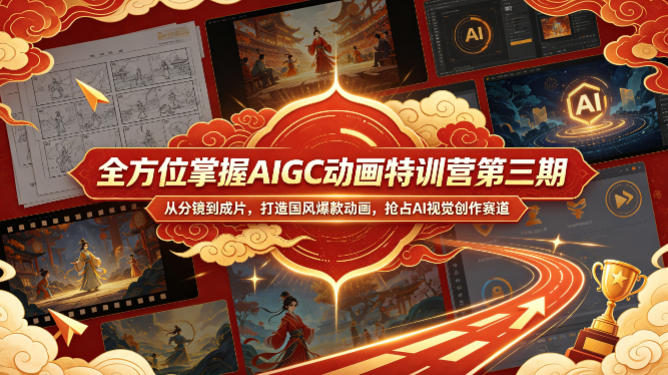 全方位掌握AIGC动画特训营第三期，从分镜到成片，打造国风爆款动画，抢占AI视觉创作赛道红利-沧海聊项目