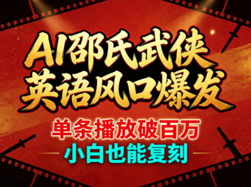 AI邵氏武侠英语风口爆发，单条播放破百万，小白也能复刻-沧海聊项目