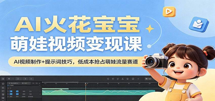 AI火花宝宝萌娃视频变现课：AI视频制作+提示词技巧，低成本抢占萌娃流量赛道-沧海聊项目