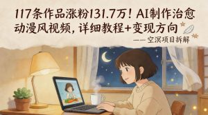 117条作品涨粉131.7W！AI制作治愈动漫风视频，详细教程+变现方向-沧海聊项目