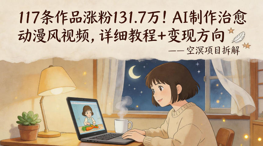 117条作品涨粉131.7W！AI制作治愈动漫风视频，详细教程+变现方向-沧海聊项目