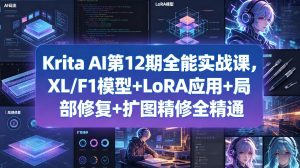 Krita AI第12期全能实战课，XL/F1模型+LoRA应用+局部修复+扩图精修全精通-沧海聊项目
