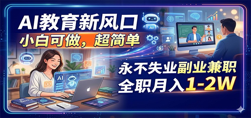 AI教育新风口，小白可做，超简单，永不失业副业兼职 全职月入1-2W-沧海聊项目