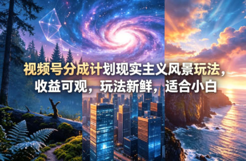 视频号分成计划现实主义风景玩法，收益可观，玩法新鲜，适合小白-沧海聊项目