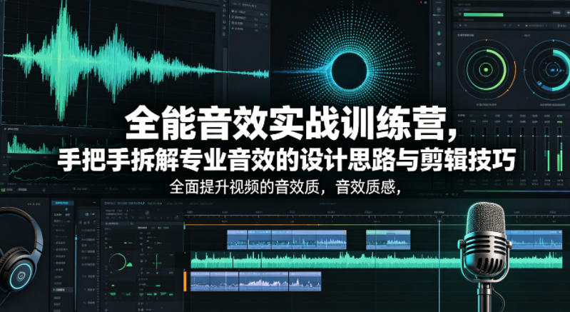全能音效实战训练营，手把手拆解专业音效的设计思路与剪辑技巧，全面提升视频的音效质感-沧海聊项目