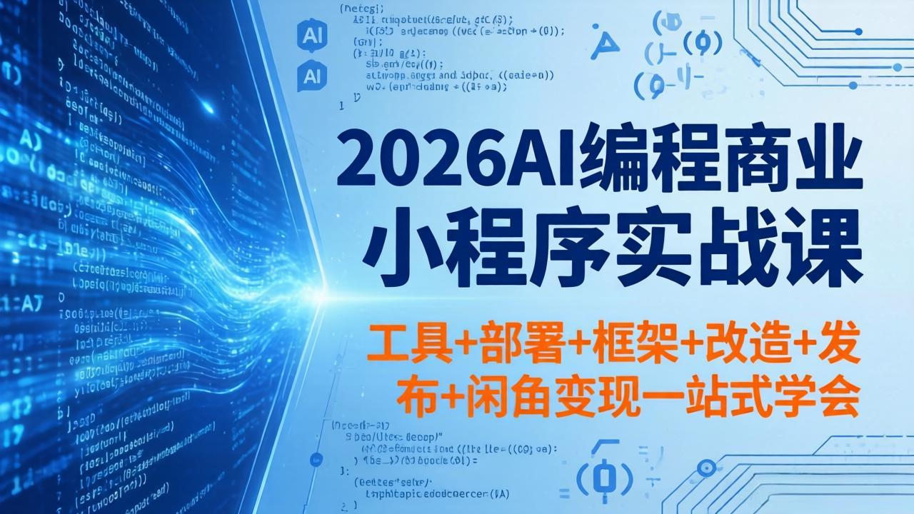 2026AI编程商业小程序实战课，工具+部署+框架+改造+发布+闲鱼变现一站式学会-沧海聊项目