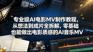 专业级AI电影MV制作教程，从想法到成片全拆解，零基础也能做出电影质感的AI音乐MV-沧海聊项目