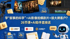 学《叙事的科学》=AI影像拍爆款片+接大牌客户？26节课+AI助手直接送【原创双语字幕】-沧海聊项目