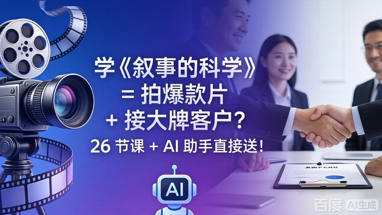 学《叙事的科学》= 拍爆款片 + 接大牌客户？26 节课 + AI 助手直接送！-沧海聊项目