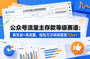 公众号流量主之存款等级赛道，高互动+高流量，轻松达到万次阅读，甚至10w+-沧海聊项目