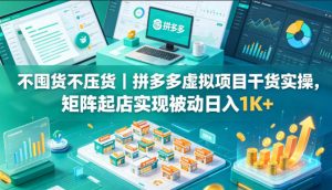 不囤货不压货｜拼多多虚拟项目干货实操，矩阵起店实现被动日入1K+【揭秘】-沧海聊项目