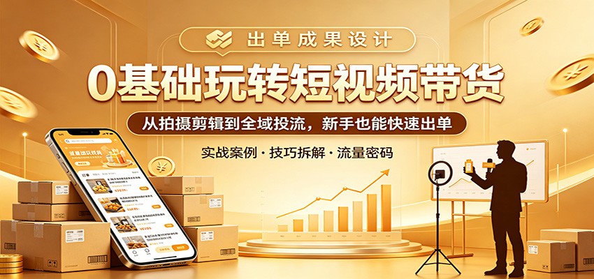 0基础玩转短视频带货：从拍摄剪辑到全域投流，新手也能快速出单-沧海聊项目