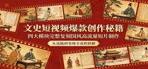 文史短视频爆款创作秘籍：四大模块完整复刻国风高流量短片制作-沧海聊项目
