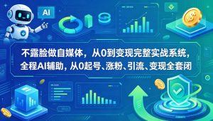 不露脸做自媒体，从0到变现完整实战系统，全程AI辅助，从0起号、涨粉、引流、变现全套闭环-沧海聊项目