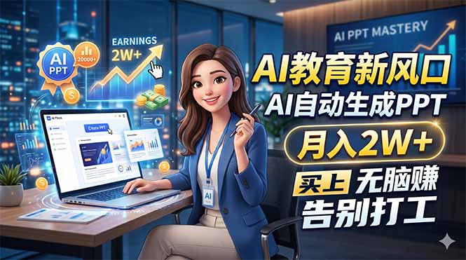 AI教育新风口，AI自动生成PPT，月入2W+，无脑赚，告别打工-沧海聊项目