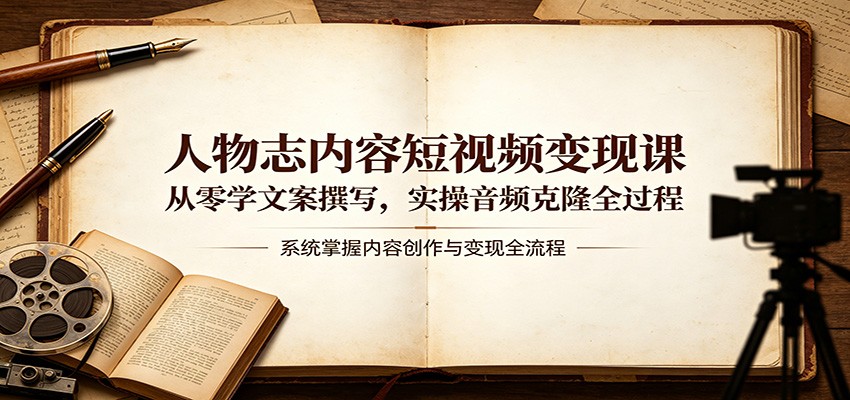 人物志内容短视频变现课：从零学文案撰写，实操音频克隆全过程-沧海聊项目
