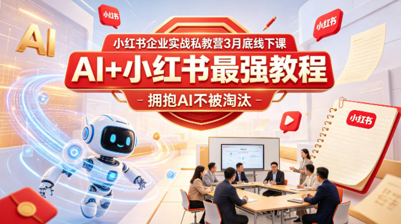 小红书企业实战私教营3月底线下课，AI+小红书最强教程，拥抱AI不被淘汰-沧海聊项目