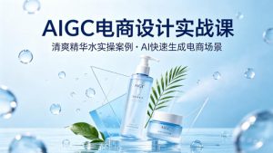 AIGC电商设计实战课，以清爽精华水为实操案例，教你用AI快速生成电商场景-沧海聊项目