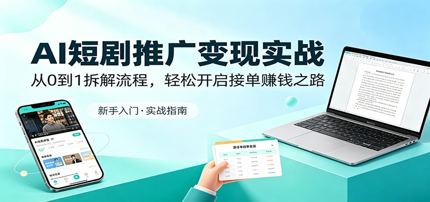 AI短剧推广变现实战：从0到1拆解流程，轻松开启接单赚钱之路-沧海聊项目