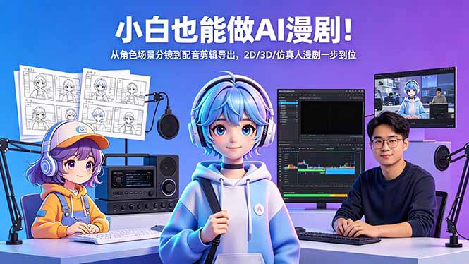 小白也能做AI漫剧！从角色场景分镜到配音剪辑导出，2D/3D/仿真人漫剧一步到位-沧海聊项目