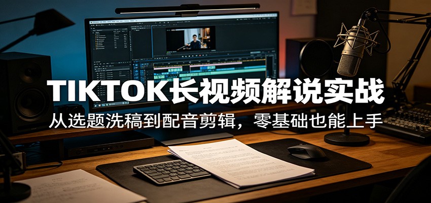 TIKTOK长视频解说实战：从选题洗稿到配音剪辑，零基础也能上手-沧海聊项目