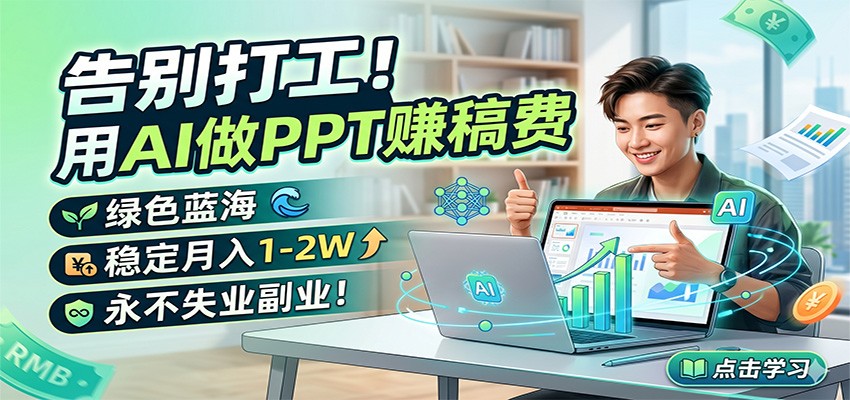告别打工！用AI做PPT赚稿费，绿色蓝海，稳定月入1-2W，永不失业副业！-沧海聊项目