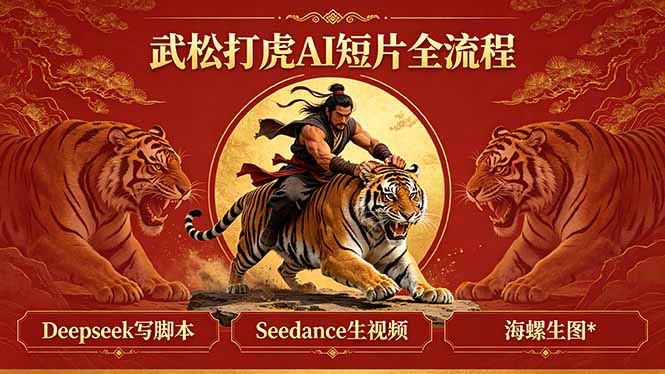 武松打虎AI短片全流程：Deepseek写脚本+Seedance生视频+海螺生图-沧海聊项目