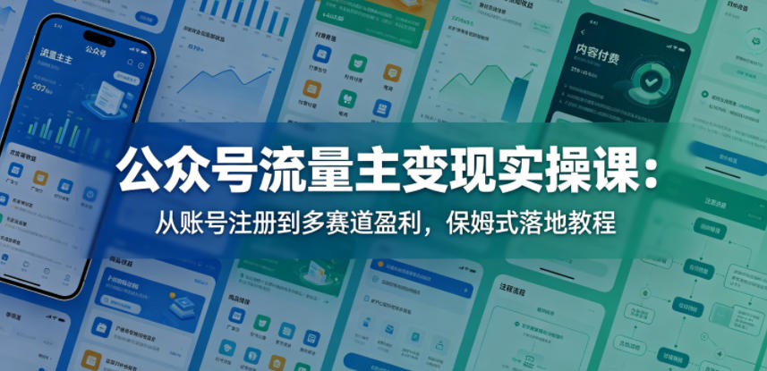 公众号流量主变现实操课：从账号注册到多赛道盈利，保姆式落地教程-沧海聊项目