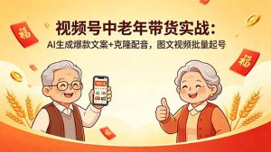 视频号中老年带货实战：AI生成爆款文案+克隆配音，图文视频批量起号-沧海聊项目