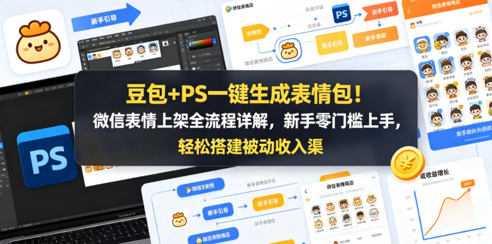 豆包+PS一键生成表情包！微信表情上架全流程详解，新手零门槛上手，轻松搭建被动收入渠道-沧海聊项目
