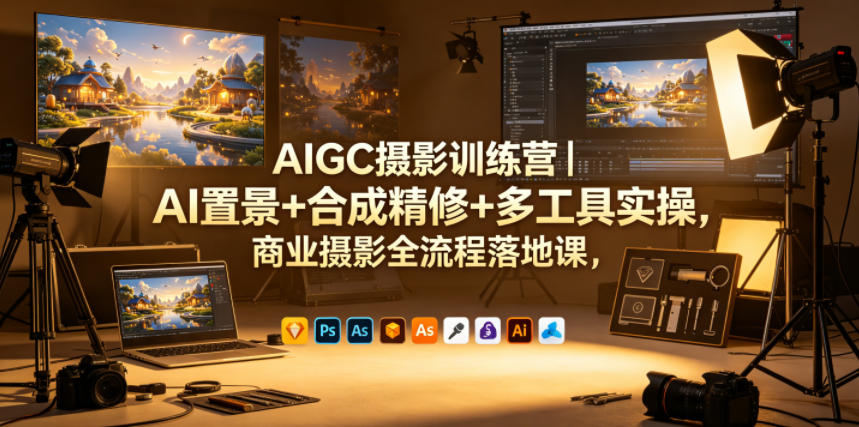 AIGC摄影训练营｜AI置景+合成精修+多工具实操，商业摄影全流程落地课-沧海聊项目