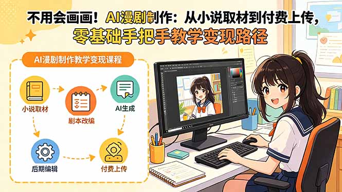 不用会画画！AI漫剧制作：从小说取材到付费上传，零基础手把手教学变现路径-沧海聊项目